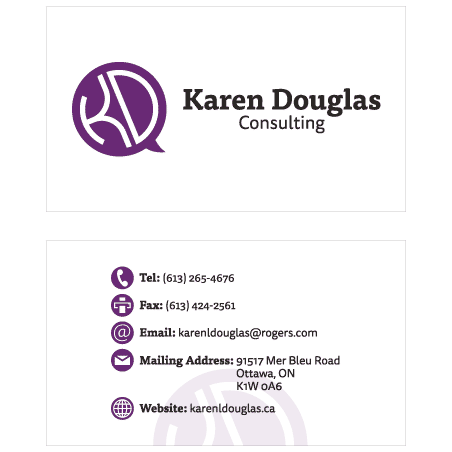 Layout of Karen Douglas Consulting's logo on her business card
